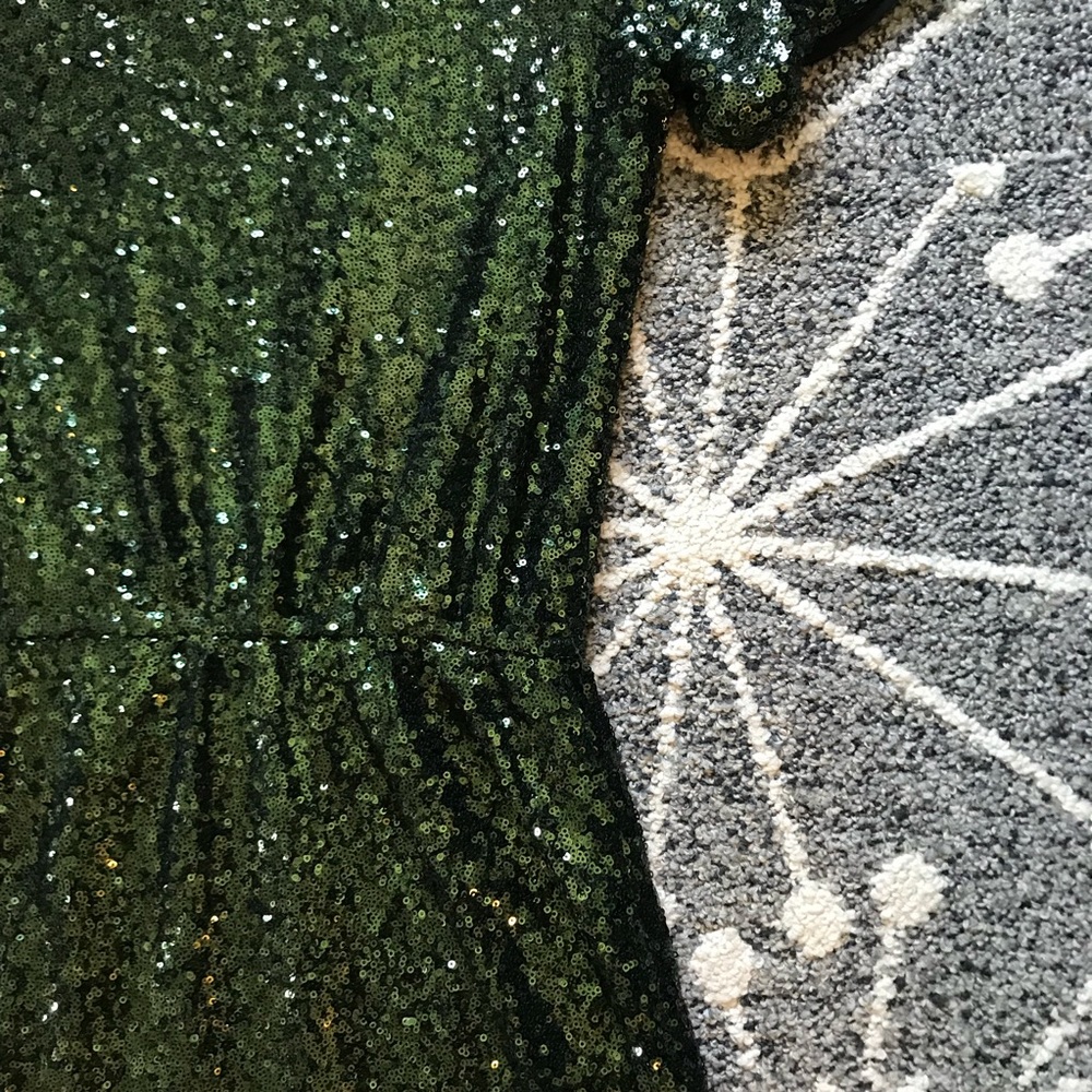 Lucy Paris Green Sequin Mini Dress Elastic Waist - Picture 6 of 16